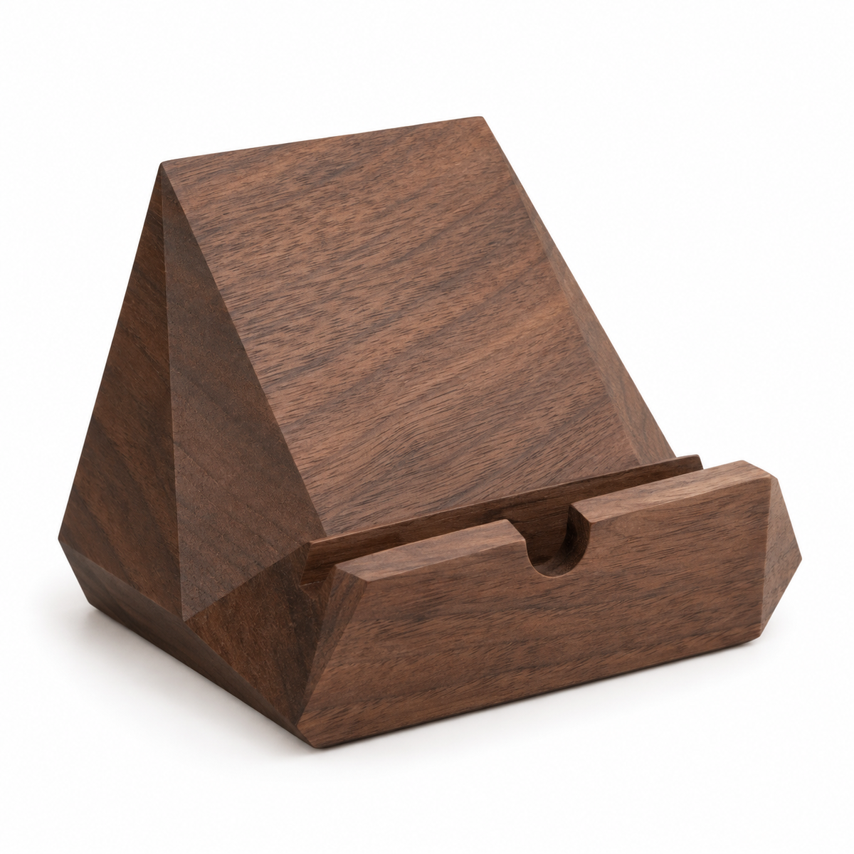 Facet Walnut Phone Stand