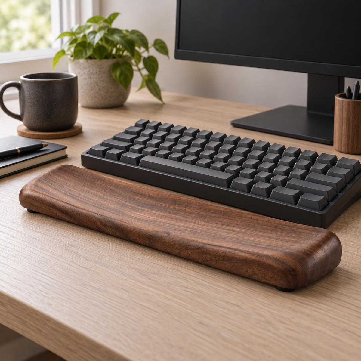 Wave Walnut Keyboard Wrist Rest